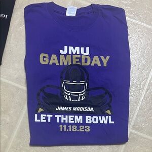 Port and Company Purple Tee with Gold and White Design